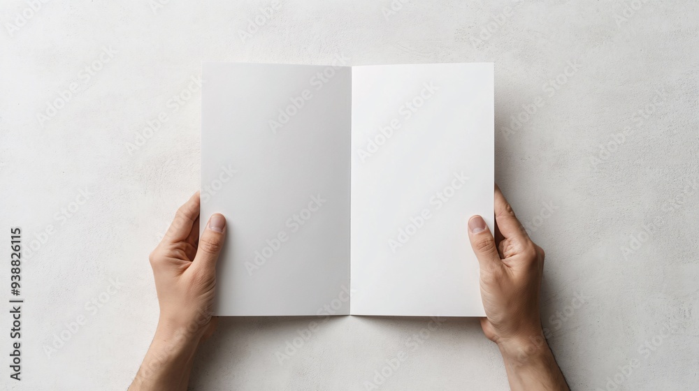 Hands Holding Open Blank Book Hands Holding Open Blank Book