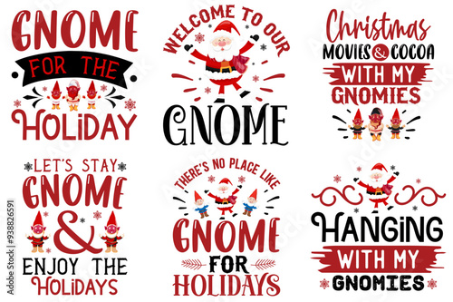 Minimalist Christmas Typographic Emblems, Inscriptions Collection Vector Illustration for Greeting Card, Magazine, Newsletter