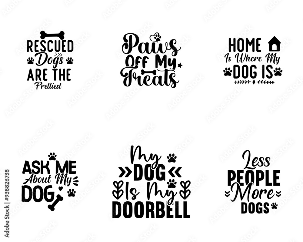 Simple Dog Phrases, Labels And Badges Set Vector Illustration for Motion Graphics, Packaging, Gift Card Simple Dog Phrases, Labels And Badges Set Vector Illustration for Motion Graphics, Packaging, Gift Card