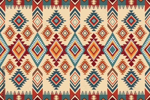 Navajo tribal vector seamless pattern. Native American ornament. Ethnic South Western decor style. Boho geometric ornament. Vector seamless pattern. Mexican blanket, rug. Woven carpet illustration