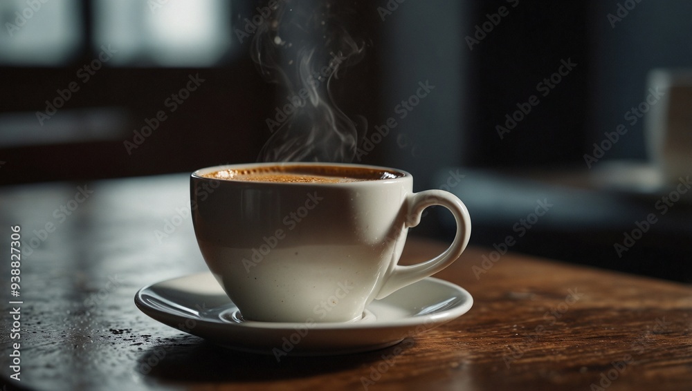 photo of a cup of warm coffee on the table in the morning made by AI generative photo of a cup of warm coffee on the table in the morning made by AI generative