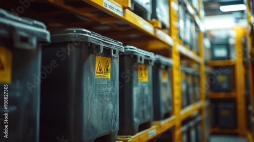 Industrial Storage Bins in Warehouse