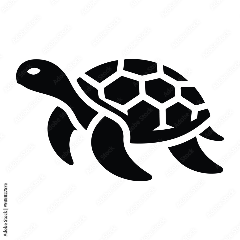 Obraz premium Turtle black silhouette vector with white background.