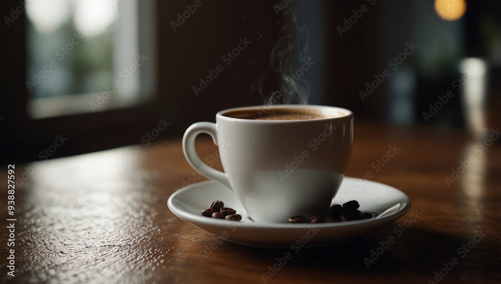 photo of a cup of hot coffee on the table in the morning made by AI generative photo of a cup of hot coffee on the table in the morning made by AI generative