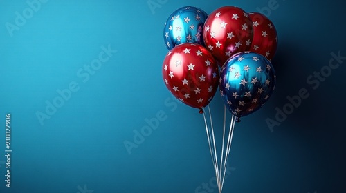 Wallpaper Mural American balloon with USA signs on blue background, happy Independence Day banner design Torontodigital.ca