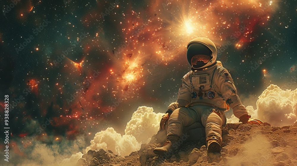 contemporary art collage of astronaut in space