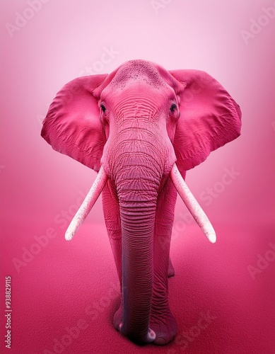 pink Elephant on Pink Background - Pink colored abstract elephant on pink wallpaper photo