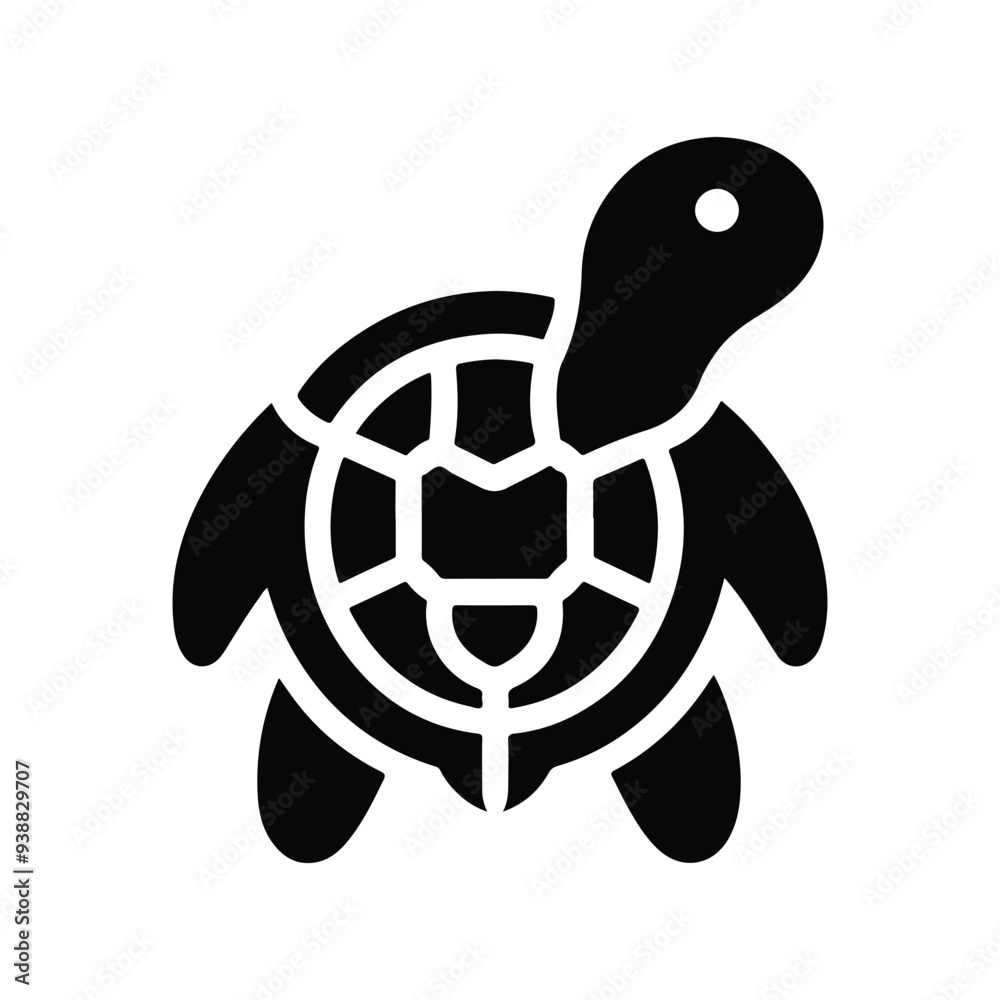 Turtle black silhouette vector with white background.