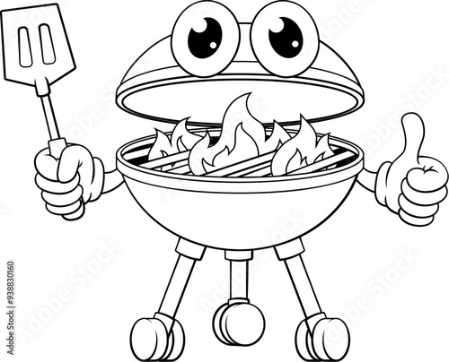 A barbecue cartoon mascot charcoal BBQ man person concept
