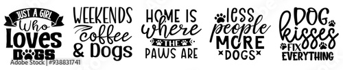 Simple Dog Inscriptions, Hand Lettering Collection Vector Illustration for Infographic, Flyer, Logo