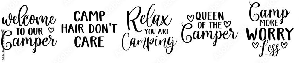 Decorative Camping Trendy Retro Style Illustration, Labels And Badges Bundle Vector Illustration for Flyer, Social Media Post, Sticker