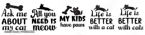 Vibrant Cat Labels And Badges, Quotes Collection Vector Illustration for Motion Graphics, Label, Book Cover