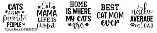 Decorative Cat Quotes, Calligraphy Pack Vector Illustration for Printing Press, Postcard, Advertising