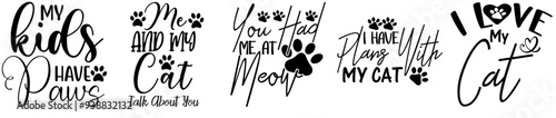 Vibrant Cat Hand Lettering, Invitation Pack Vector Illustration for Magazine, Advertisement, T-Shirt Design