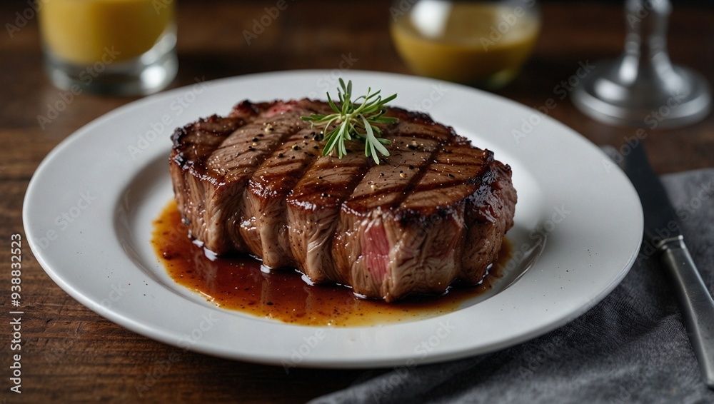 photo of a plate of delicious looking grilled steak made by AI generative photo of a plate of delicious looking grilled steak made by AI generative