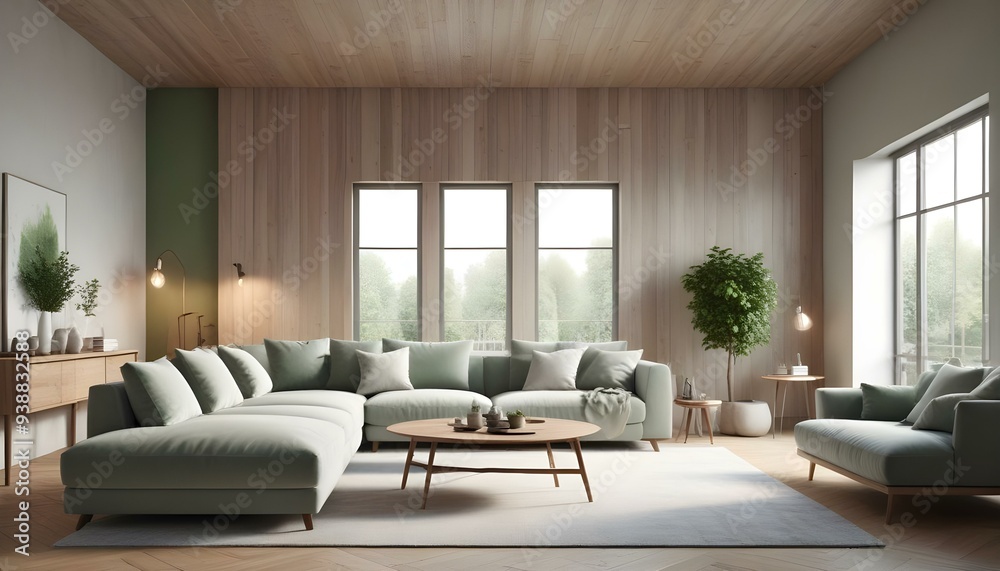Photo modern style interior room 3d illustration Photo modern style interior room 3d illustration