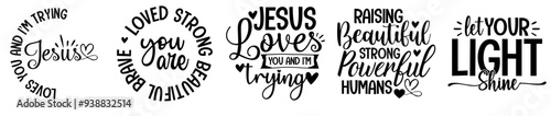 Elegant Bible Verse Typography, Phrases Set Vector Illustration for Printable, T-Shirt Design, Wrapping Paper