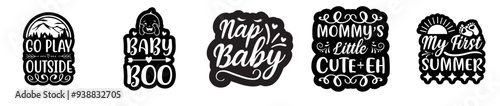 Minimal Baby Phrases, Calligraphy Bundle Vector Illustration for Stationery, Social Media Post, Decal
