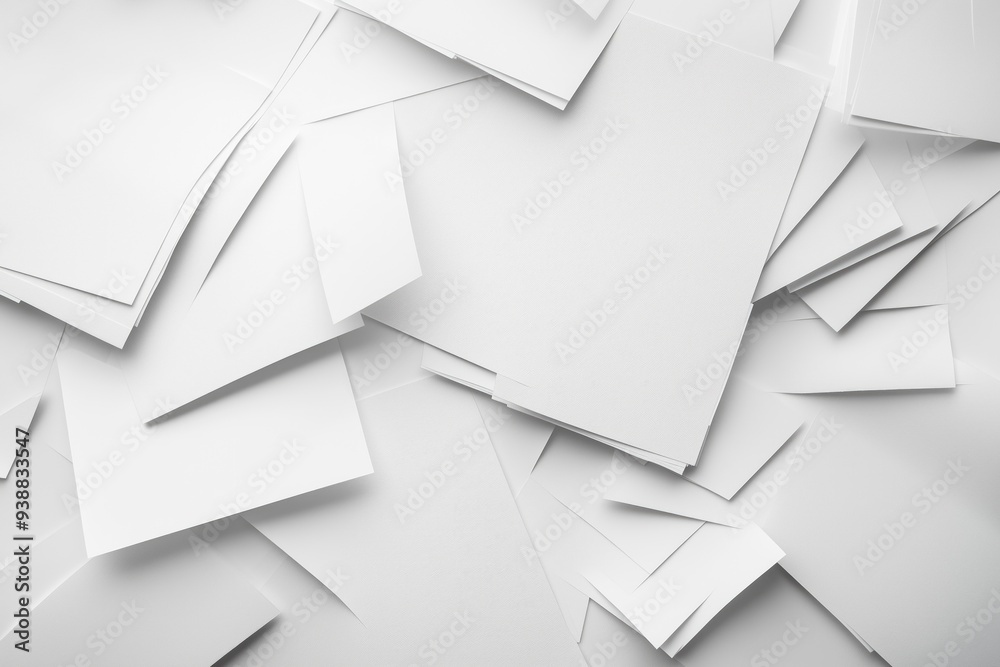Chaotically scattered white textured sheets of paper Chaotically scattered white textured sheets of paper