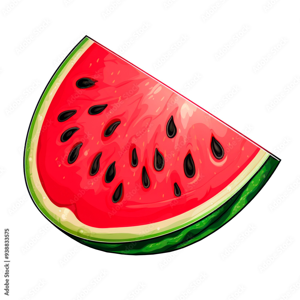A vibrant illustration of a juicy watermelon slice, displayed on a transparent background. Ideal for use in summer-themed designs, healthy eating campaigns, or food-related marketing materials. Perfec A vibrant illustration of a juicy watermelon slice, displayed on a transparent background. Ideal for use in summer-themed designs, healthy eating campaigns, or food-related marketing materials. Perfec