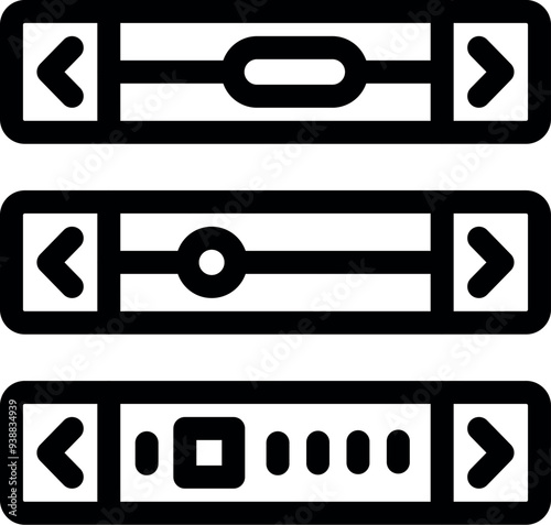 Set of slider buttons, scrolling bar showing progress, adjusting options vector icon set