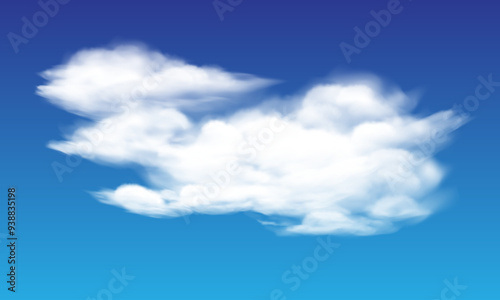 Vector of realistic white cloud on blue sky background