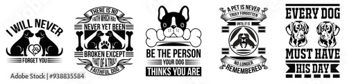 Colourful Dog Calligraphic Lettering, Quotes Set Vector Illustration for T-Shirt Design, Vouchers, Poster