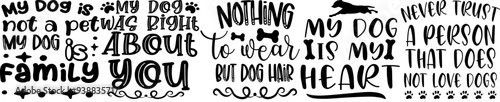Classic Dog Quotes, Phrases Set Vector Illustration for Postcard, Bookmark, Motion Graphics