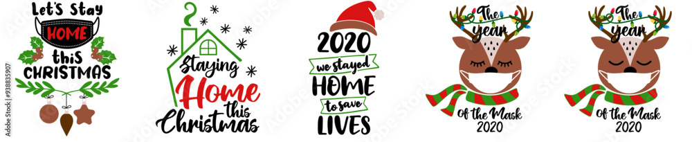 Fototapeta premium Vibrant Christmas Typography, Invitation Collection Vector Illustration for T-Shirt Design, Postcard, Advertising