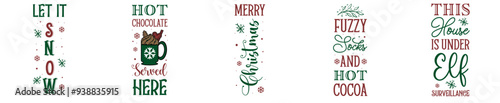 Classic Christmas Porch Labels And Badges, Hand Lettering Bundle Vector Illustration for Decal, Stationery, Mug Design
