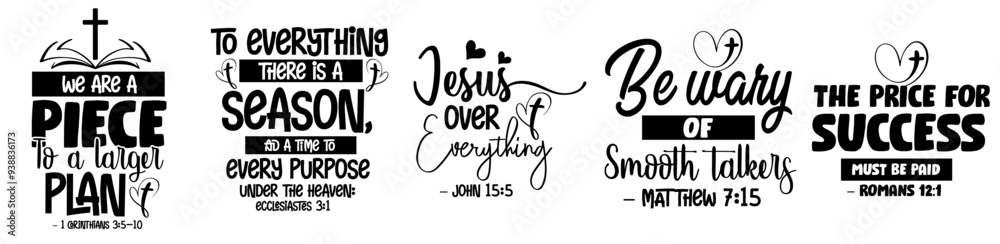 Fototapeta premium Creative Christian Calligraphy, Inscriptions Pack Vector Illustration for Decal, Greeting Card, Mug Design