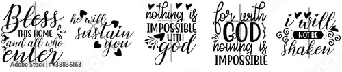 Cute Christian Typographic Emblems, Inscriptions Set Vector Illustration for Advertisement, Magazine, Printing Press