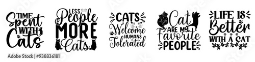 Minimal Cat Typography, Quotes Collection Vector Illustration for Newsletter, T-Shirt Design, Brochure