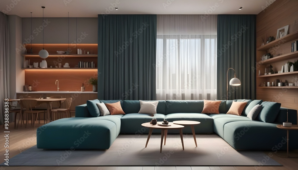 Photo modern style interior room 3d illustration