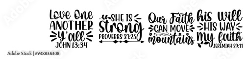 Cute Bible Verse Hand Lettering, Typographic Emblems Pack Vector Illustration for Packaging, Motion Graphics, Holiday Cards