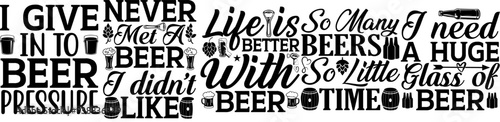 Cute Beer Hand Lettering, Typographic Emblems Pack Vector Illustration for Magazine, Brochure, Postcard