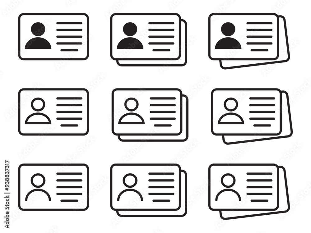 ID Card icon. Employee clerk card, driver license, Identification card, staff identification card symbol. Design for website and mobile app. ID Card icon. Employee clerk card, driver license, Identification card, staff identification card symbol. Design for website and mobile app.