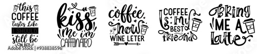 Modern Coffee Calligraphic Lettering, Hand Lettering Pack Vector Illustration for Greeting Card, Holiday Cards, Bookmark