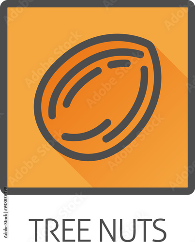A tree nut such as an almond food stylised icon concept. Possibly an icon for the allergen or allergy.