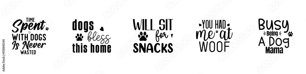Elegant Dog Calligraphic Lettering, Typographic Emblems Set Vector Illustration for Packaging, Infographic, Banner Elegant Dog Calligraphic Lettering, Typographic Emblems Set Vector Illustration for Packaging, Infographic, Banner