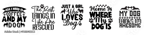Elegant Dog Phrases, Calligraphic Lettering Collection Vector Illustration for Social Media Post, Decal, Motion Graphics