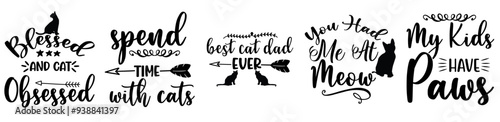 Colourful Cat Inscriptions, Labels And Badges Collection Vector Illustration for Advertisement, Label, Icon