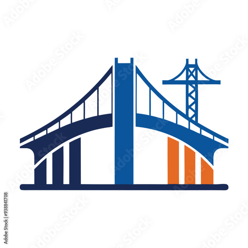 Bridge construction company vector logo design – strong, bold emblem representing structural engineering, infrastructure, architecture, and civil construction firms