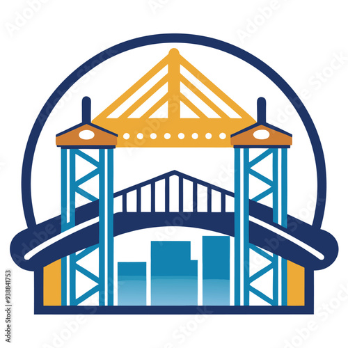 Bridge construction company vector logo design – strong, bold emblem representing structural engineering, infrastructure, architecture, and civil construction firms