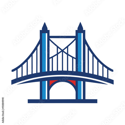 Bridge construction company vector logo design – strong, bold emblem representing structural engineering, infrastructure, architecture, and civil construction firms