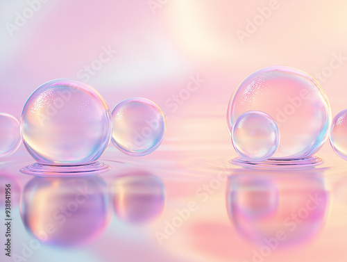 a background with pastel and vibrant 3D spheres, combining matte and glossy finishes for a dynamic and visually engaging effect