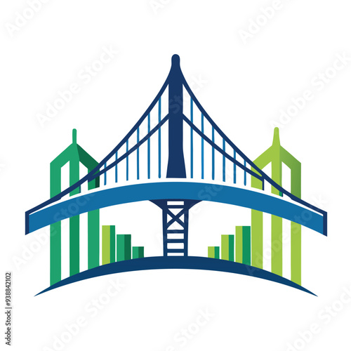 Bridge construction company vector logo design – strong, bold emblem representing structural engineering, infrastructure, architecture, and civil construction firms