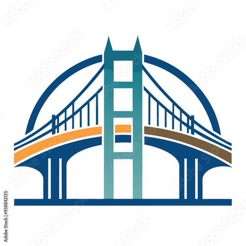 Bridge construction company vector logo design – strong, bold emblem representing structural engineering, infrastructure, architecture, and civil construction firms
