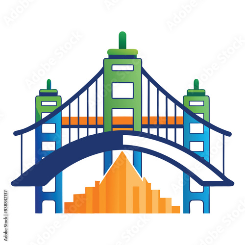 Bridge construction company vector logo design – strong, bold emblem representing structural engineering, infrastructure, architecture, and civil construction firms