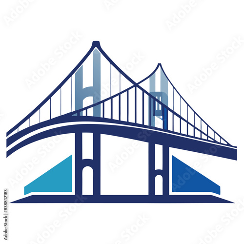 Bridge construction company vector logo design – strong, bold emblem representing structural engineering, infrastructure, architecture, and civil construction firms